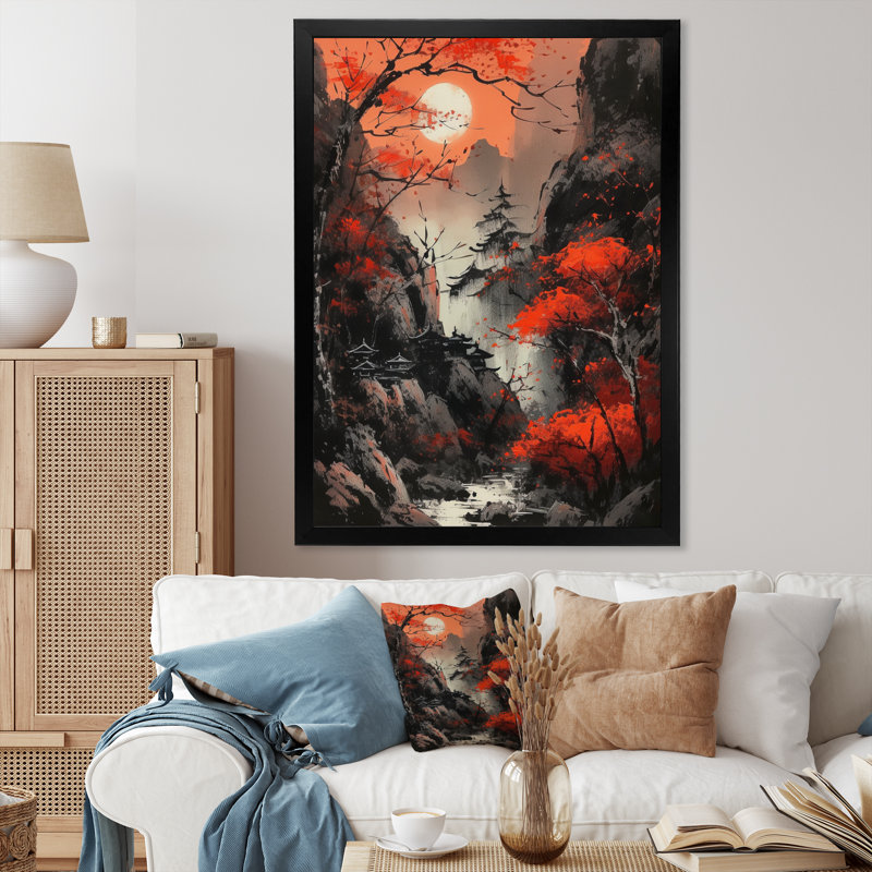 Lune de Sherburne et érable japonais III, Cadre photo noir, H 20 po x l 12 po x P 1 po