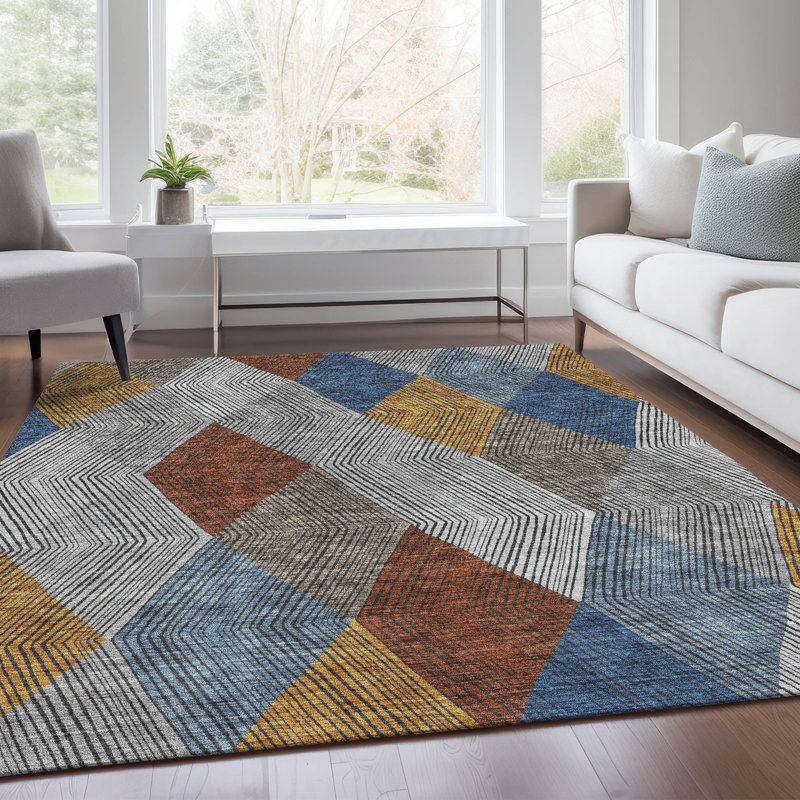 Tapis gris Prisco lavable à la machine de qualité supérieure, Rectangle 2 pi 6 po x 3 pi 10 po