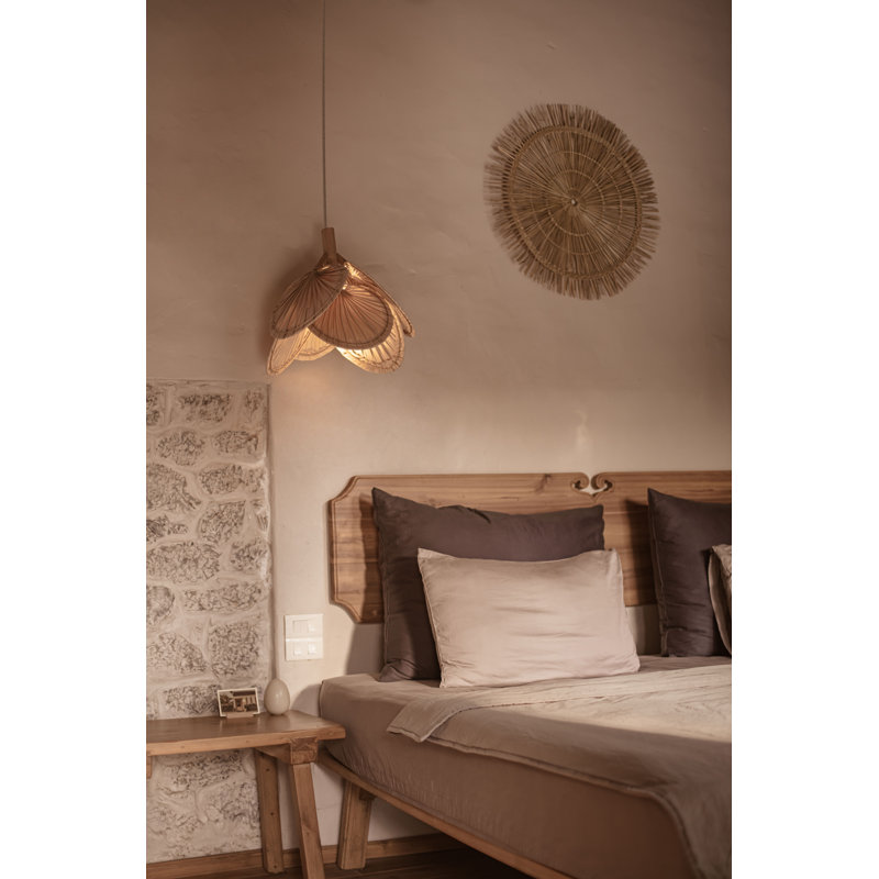 Kahwajian - Luminaire à brancher ou câblé en feuille de palmier de 23,5 po pour la chambre à coucher, la salle à manger, la cuisine, le salon de style bohème et le style bord de mer