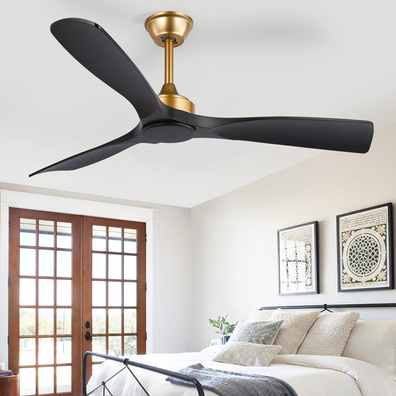 Ventilateur de plafond intérieur / extérieur pour patio avec télécommande, Doré, 52 po de largeur, Noir
