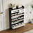 1250 Black Color Shoe Cabinet With 3 Doors 2 Drawers,PVC Door With Shape ,Large Space For Storage-416171834