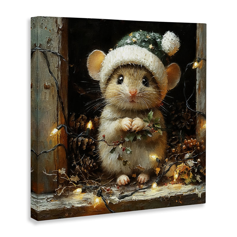 Souris de grange avec toile de lumières de Noël, design par Riley B, H 36 po x l 36 po