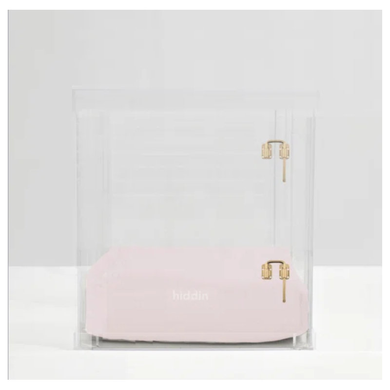 Large Clear View Pet Crate with Gold Latch, Blush