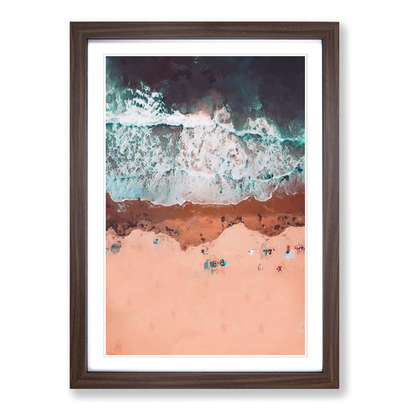 Blacks Beach in San Diego Cali in Abstract - Picture Frame Graphic Art Print, 65cm H x 48cm W x 2cm D, Walnut Framed