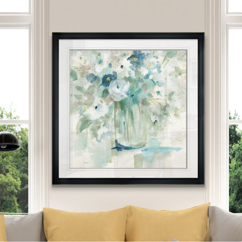 " Blooming Whispers ", 28" H x 28" W x 1.5" D, Black Framed