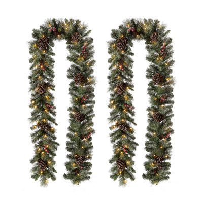 Soperton 9" Frosted Pre-Lit Christmas Garland