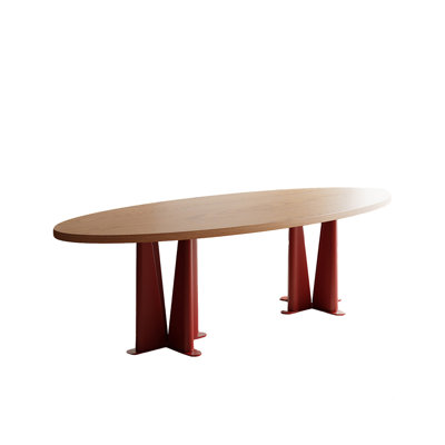 70.87"Simple and natural-colored solid wood elliptical conference table
