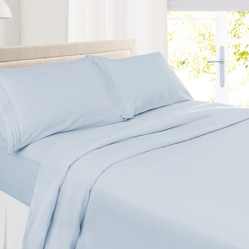 Ensemble de draps en microfibre Hotel Luxury, Bleu givré, Très grand séparé