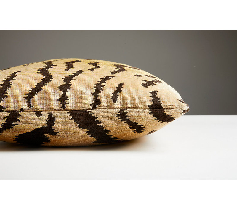 Wild Glamour Silk Pillow Cover & Insert, Blue/Black/Black Animal Print, 14" H x 22" W x 6" D