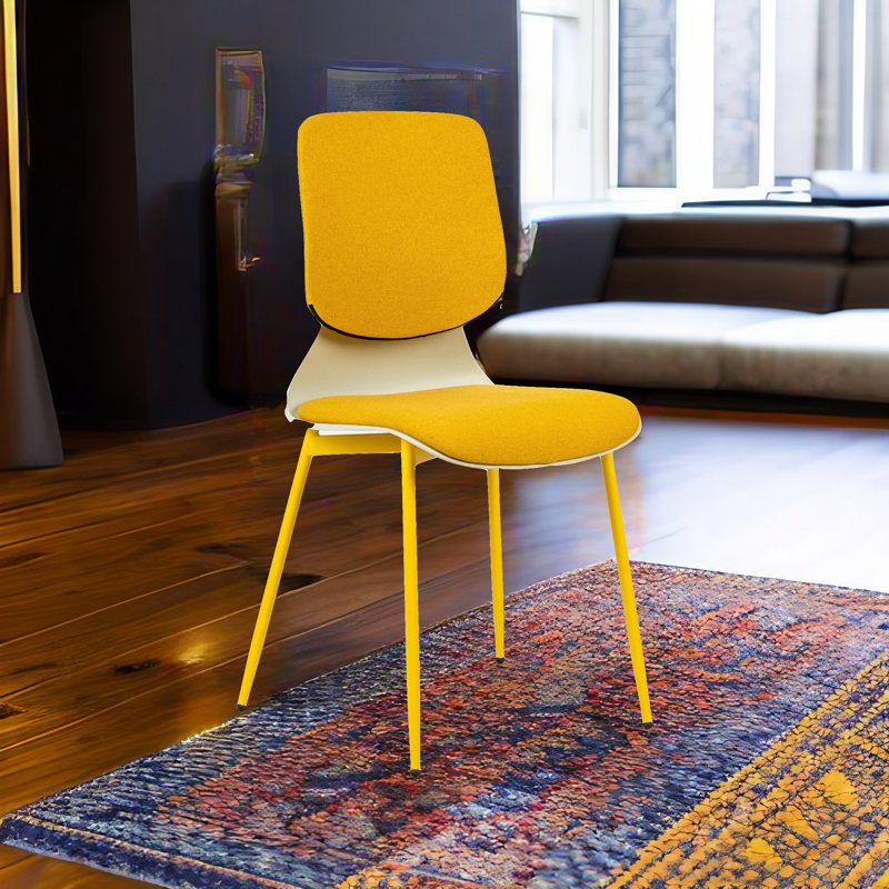 Chaise d'appoint rembourrée en lin Gigu, Jaune