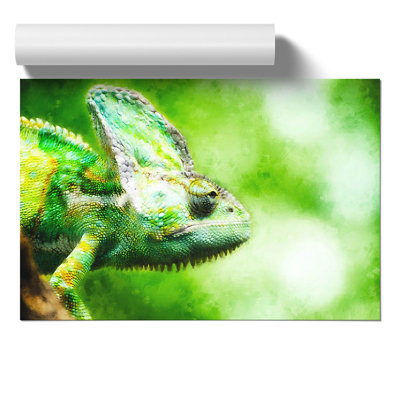 Chameleon Lizard Painting - Frameless Print