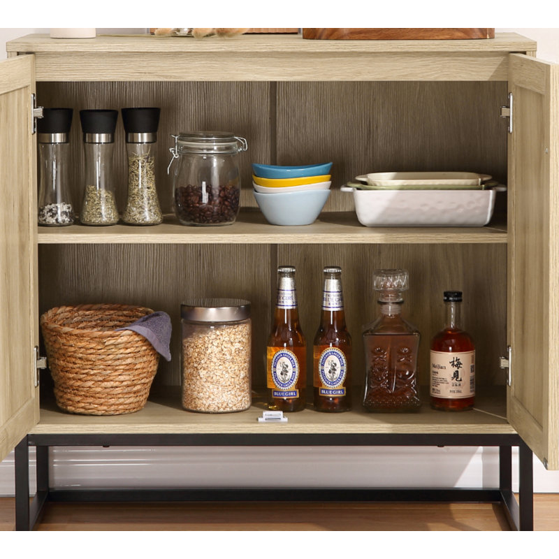 Rattan Buffet Cabinet With Storage Adjustable Shelf