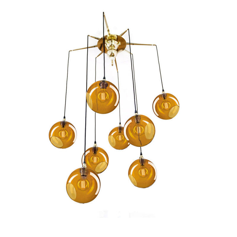 Luminaire suspendu sphère à 8 lumières Flash, Ambre