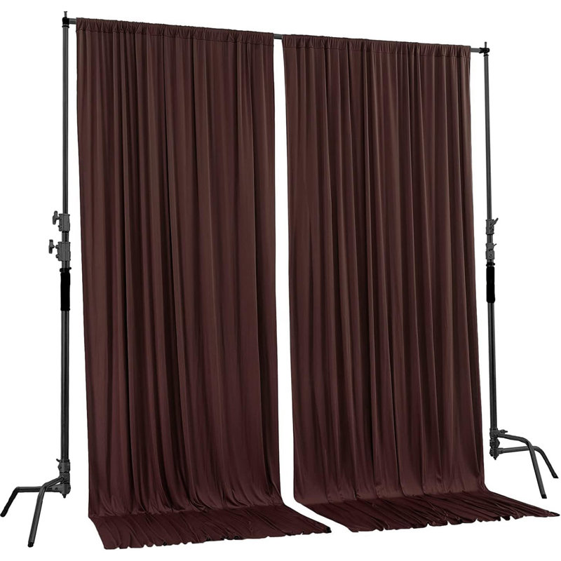 Panneaux de rideaux en toile de polyester avec passe-tringle, Brun, L 120 po x L 120 po