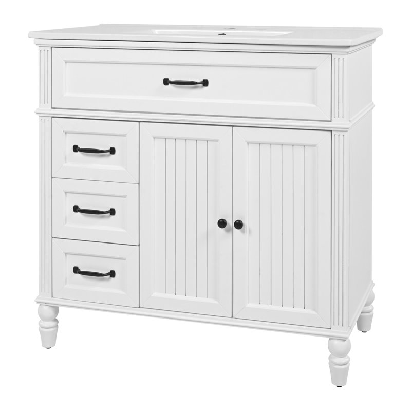 Meuble-lavabo élégant avec lavabo offrant beaucoup de rangement et des caractéristiques de haute qualité., Blanc