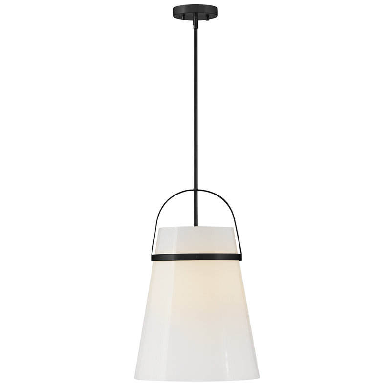 Medium Modern Downrod Pendant Light, Black