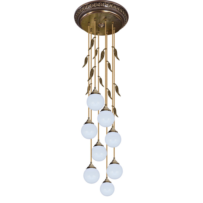 Fortin 8 - Light Candle Style LED Chandelier, Antique Brass