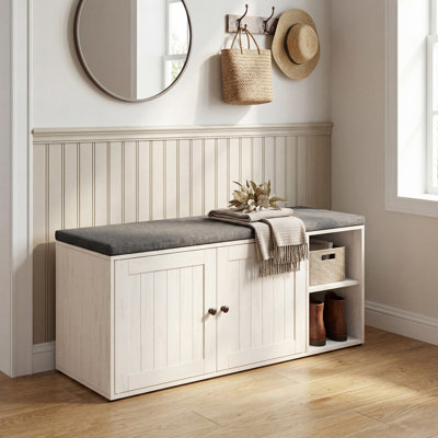 10 Pair Shoe Storage Bench, Tool-free Assembly, With Adjustable Shelves