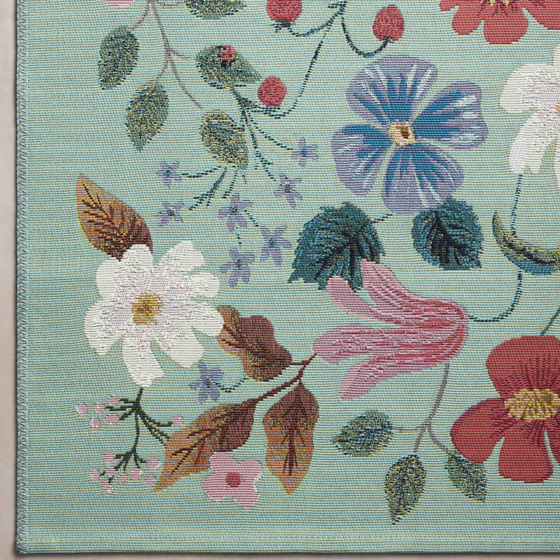 Rifle Paper Co. x Loloi Perennial Mint Indoor / Outdoor Area Rug, Rectangle 6'7" x 9'4"