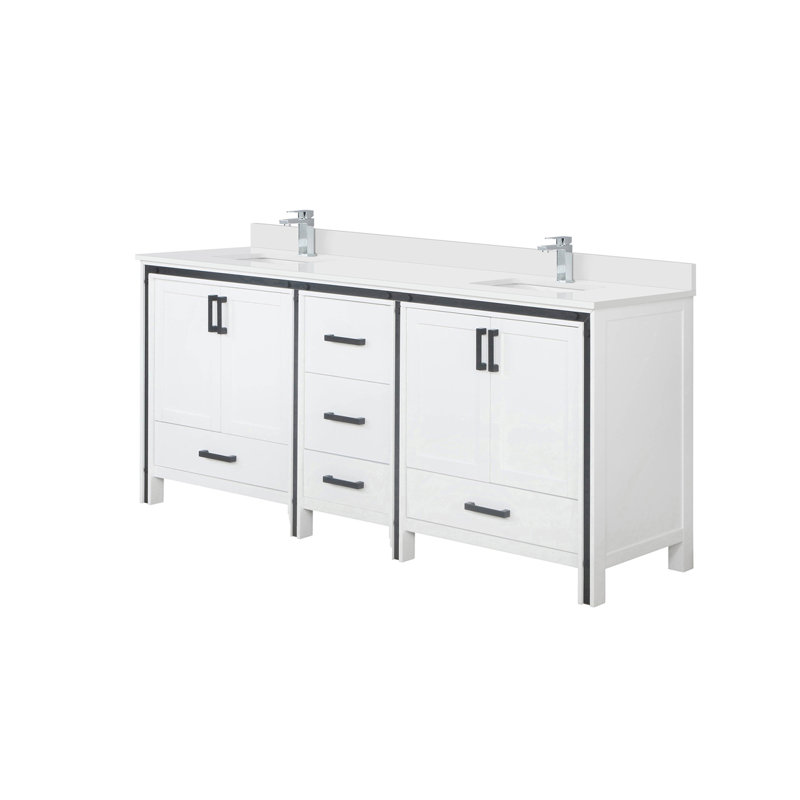 Ensemble de meuble-lavabo double avec comptoir en quartz et robinet
