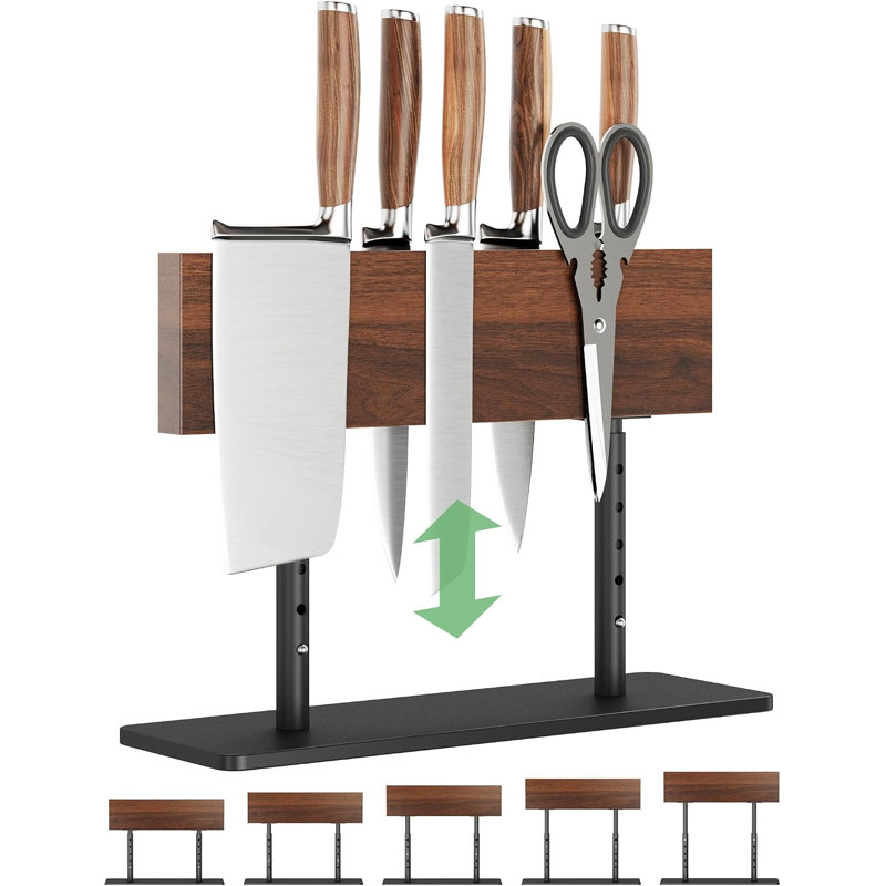 Bloc magnétique pour couteaux, support de comptoir réglable en bois d'acacia