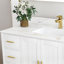 Meuble-lavabo moderne en bois massif de 42 po avec lavabo, comptoir en pierre frittée de Carrare de 43 po avec 1 trou pré-percé pour robinet, 2 portes doubles à fermeture douce et 9 tiroirs spacieux avec glissières.-656432296-656432299