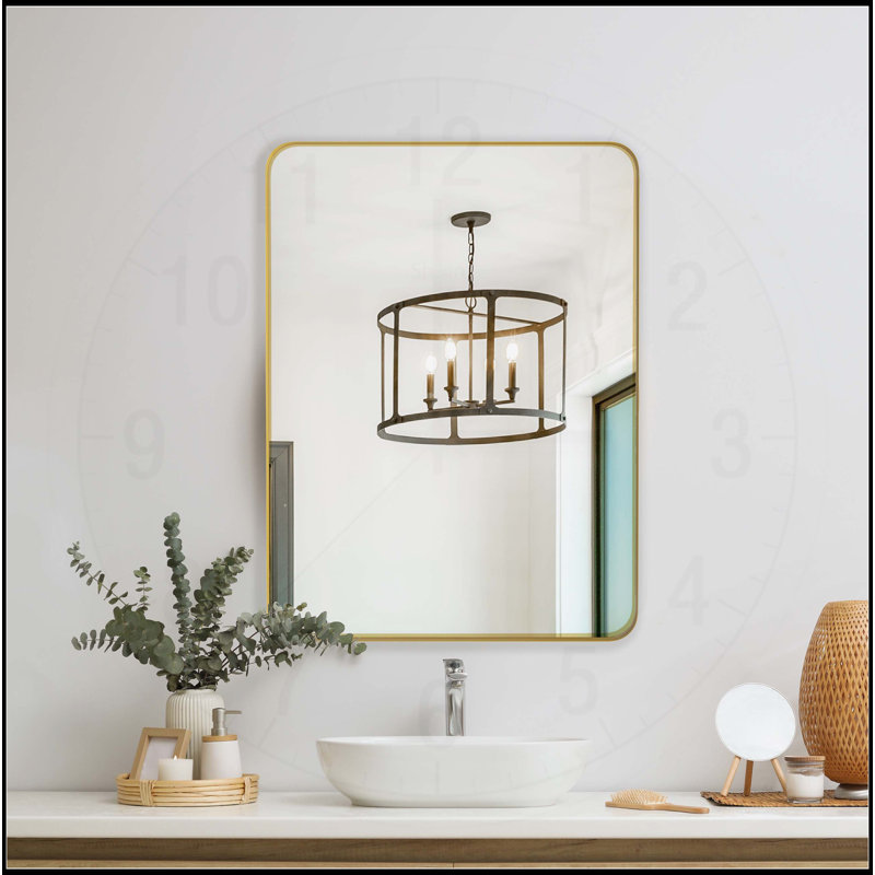 Rectangular Mirror Metal Framed, Gold, 36" x 24"