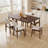 7-Piece Dining Table Set With Stackable Chairs Solid Wood Legs & MDF Tabletop-543896243-543896244