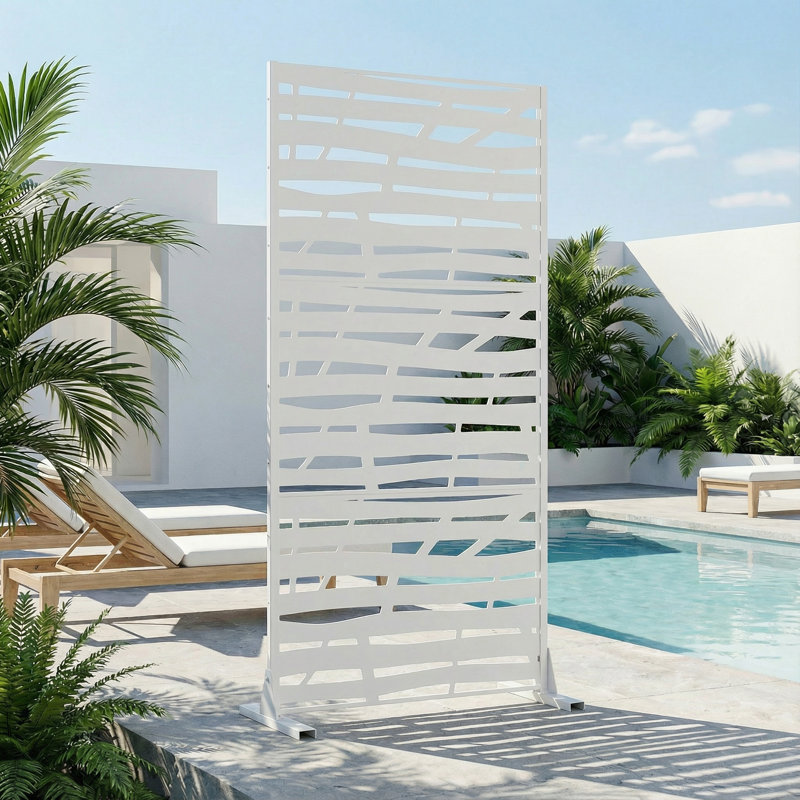 Cloison de séparation 72 po x 47 po autoportante en métal avec clôture en treillis pour patio, balcon, cour, piscine, pièce intérieure