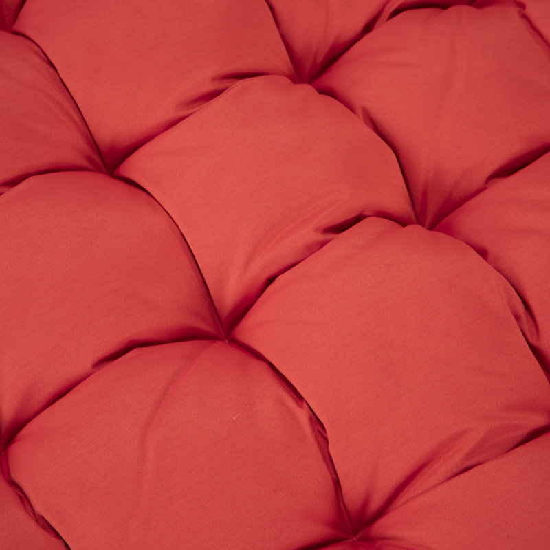 Modern Upholstered 2 Person Hanging Egg Swing Chair Cushion With Headrest, Red