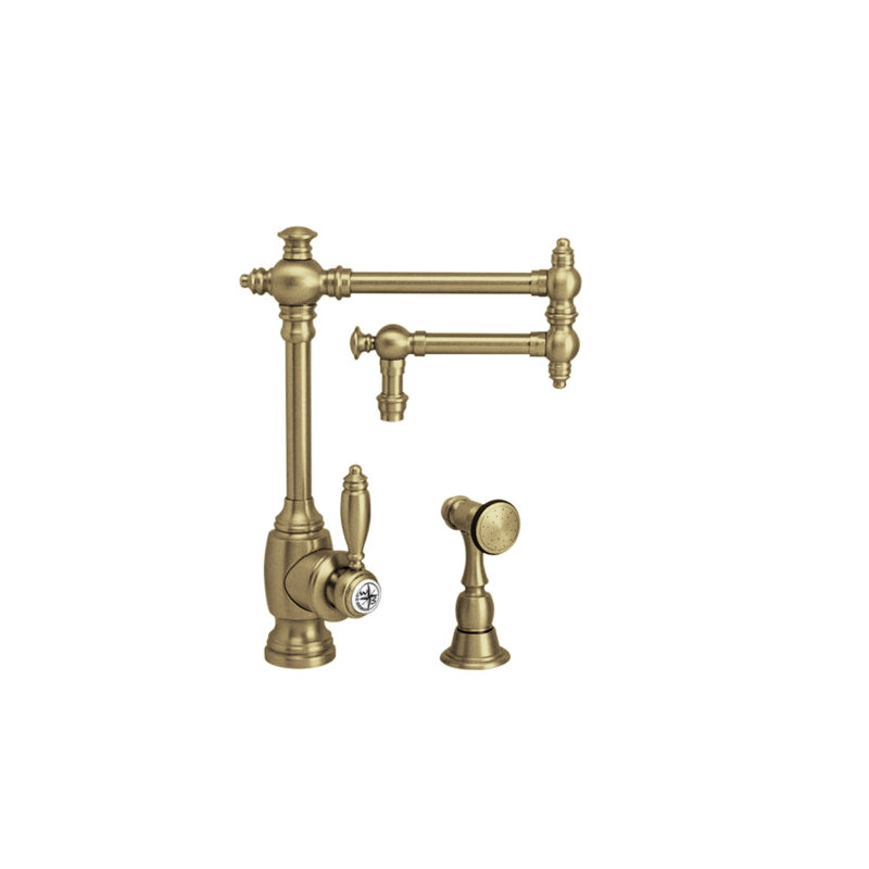 Towson Kitchen Faucet - 12" Articulated Spout, Antique Brass