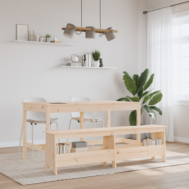 Allisandra Solid Wood Storage Bench, Natural, 45cm H x 160cm W x  28cm D