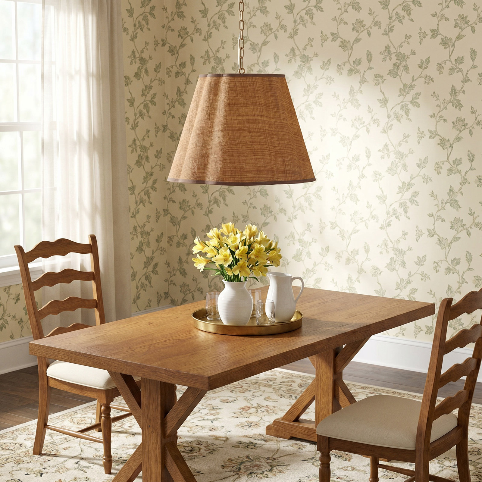 Alala Dimmable Linen Single Light Pendant, Brown