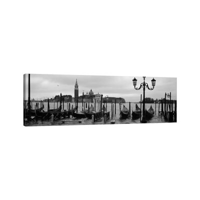 Gondolas With A Church In The Background, Church Of San Giorgio Maggiore, San Giorgio Maggiore, Venice, Veneto, Italy - Wrapped Canvas Panoramic Print