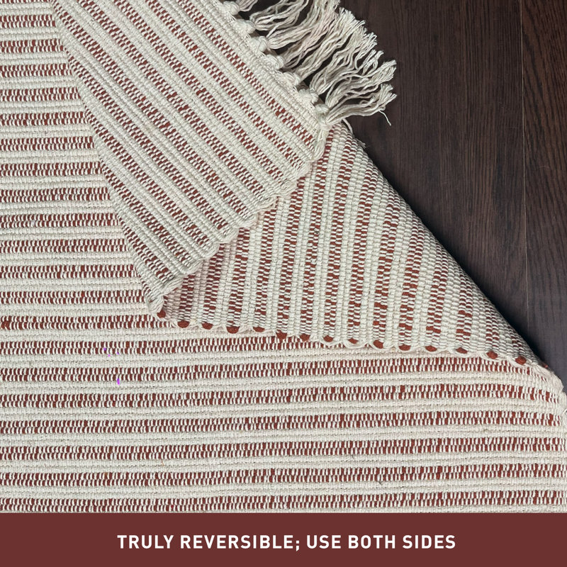 Annzley Bath Rug, Red/Ivory, Single - 72" L x 24" W