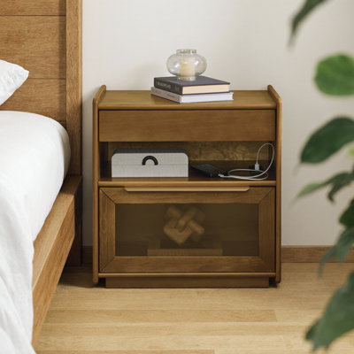 Table de chevet moderne 23,62 "avec station de charge Mid-Century