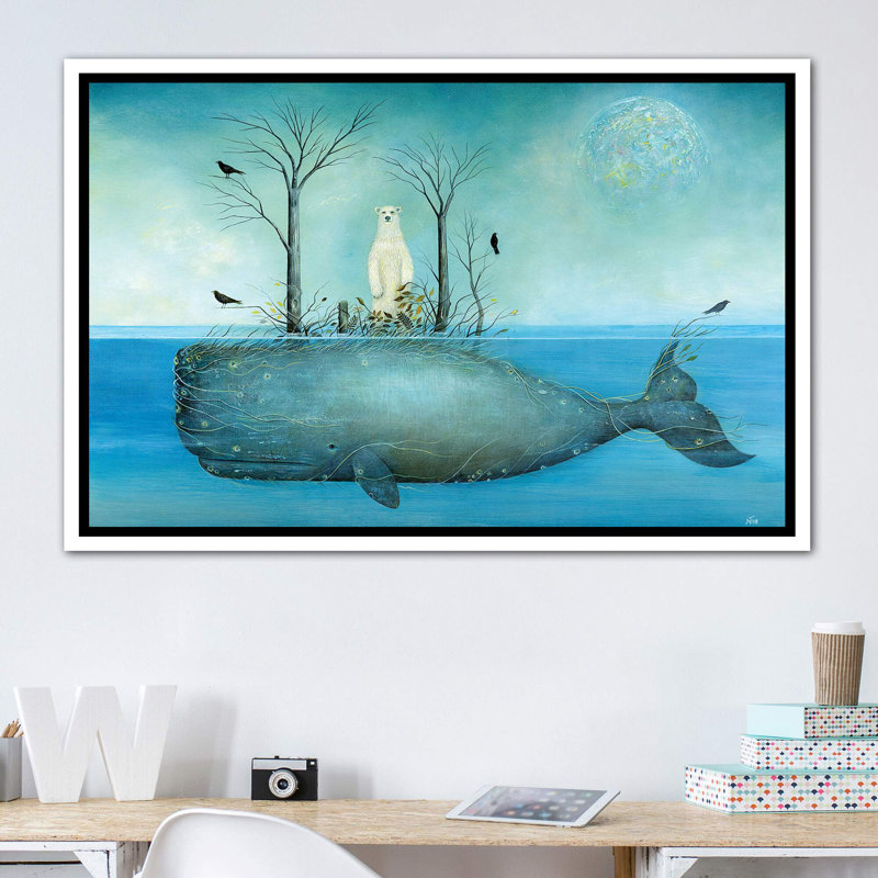 «The Island» par Neil Thompson - impression d'art graphique, H 40 po x l 60 po x 1,5 po, Toile blanche encadrée