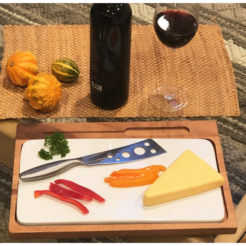 Planche à fromage en acacia Molloy avec insert en céramique et couteau