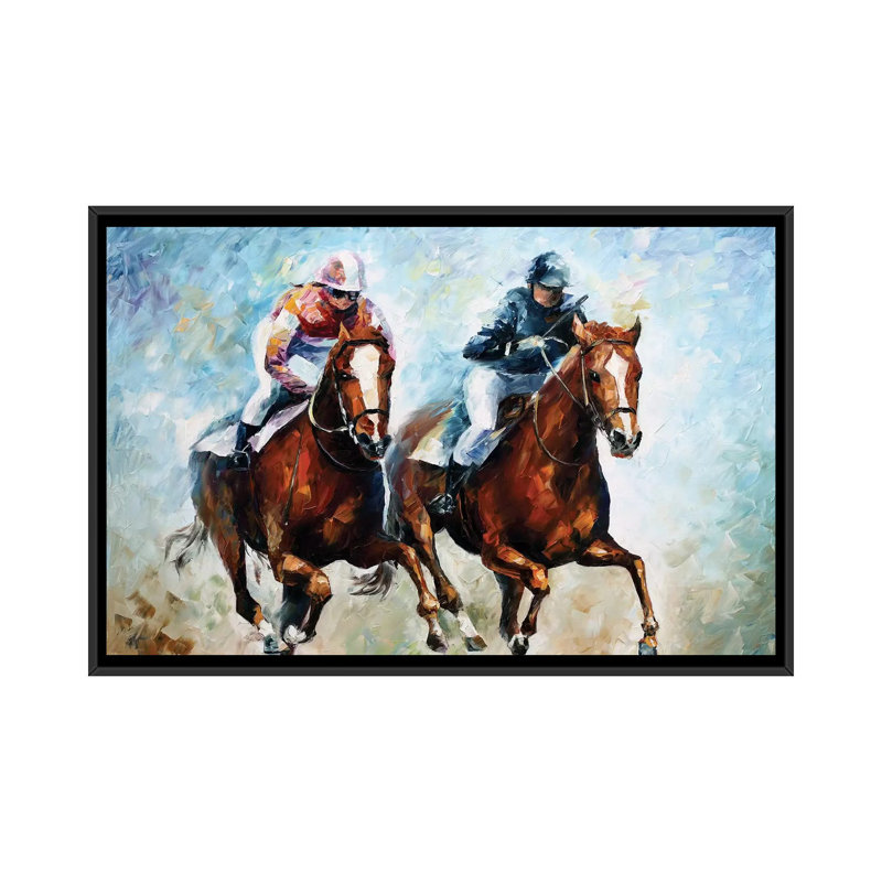 «Close Race», art mural sur toile tendue, H 18 po x l 26 po x P 1,5 po, Toile avec cadre noir, Pas de tapis