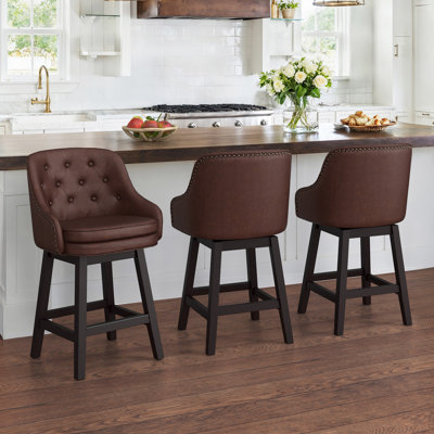 Gehrman 26''H Swivel Counter Height Stools With Solid Wood Frame