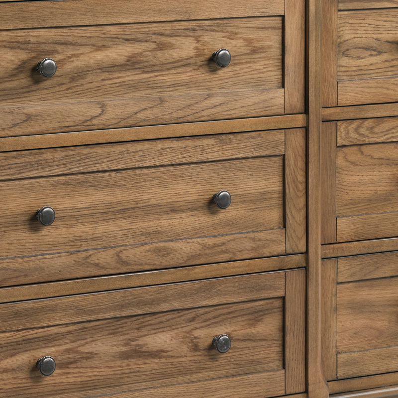 9 Drawer 63" W Solid Wood Dresser, Nature