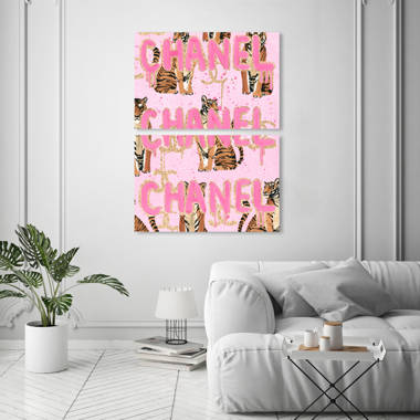Oliver Gal French French Tigers Diptych, Fashion Pattern Glam Pink