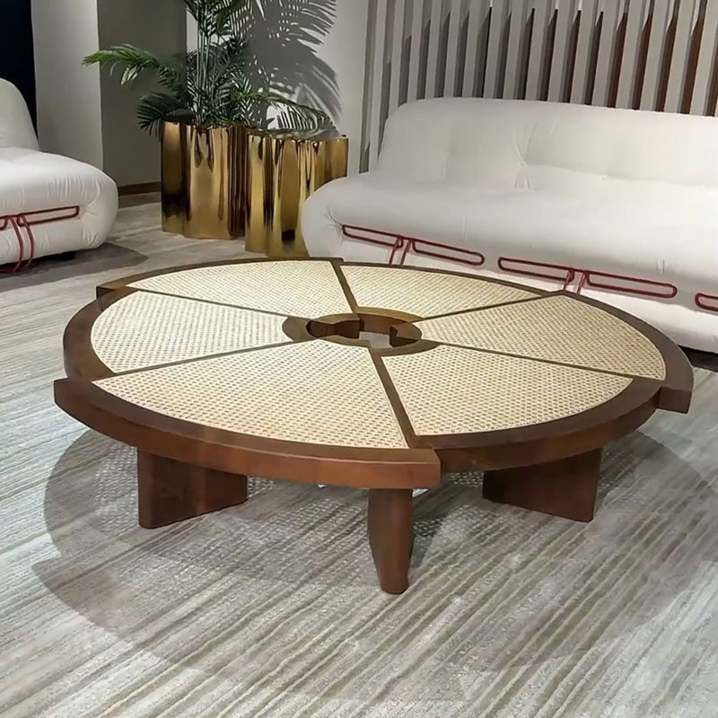 Table basse en bois de style nordique., H 13,7 po x l 47,2 po x P 47,2 po
