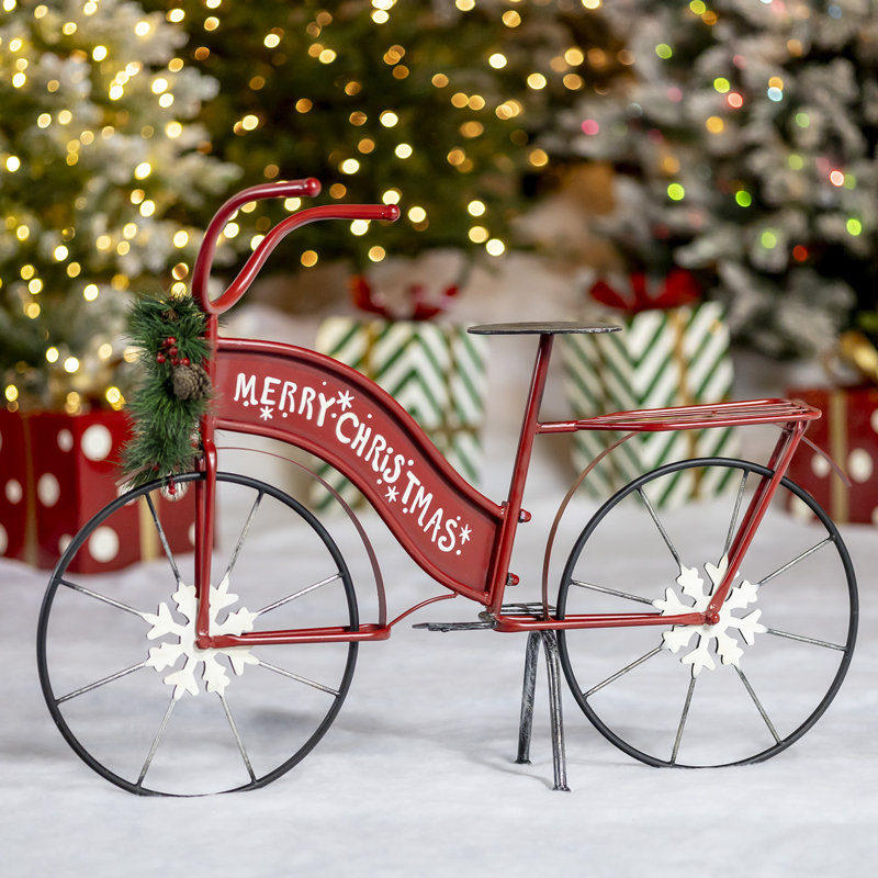 Vélo «Merry Christmas» avec couronne et lumières DEL, H 25 po x l 36,5 po x P 9,5 po