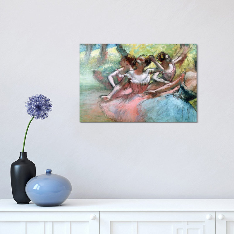 Four Ballerinas On The Stage by Edgar Degas - Wrapped Canvas Painting, 30.48 cm H x 45.72 cm W