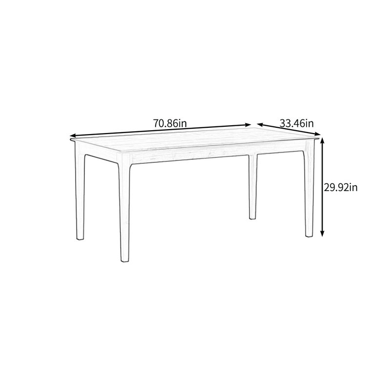 Classic simple solid wood dining table, 29.92"H x 70.86"L x 33.46"W