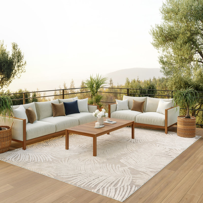 Nourison Suncoast 7'10" x 9'10" Beige Tropical Rug, Rectangle 7'10" x 9'10", Beige