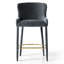 Tabouret de comptoir 26,5 po sculpté en chenille avec accoudoirs encastrés et repose-pieds dorés-883282461