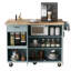 Îlot de cuisine polyvalent avec comptoir pliable, rangement spacieux et roulettes pour une mobilité et une organisation accrues-390485555