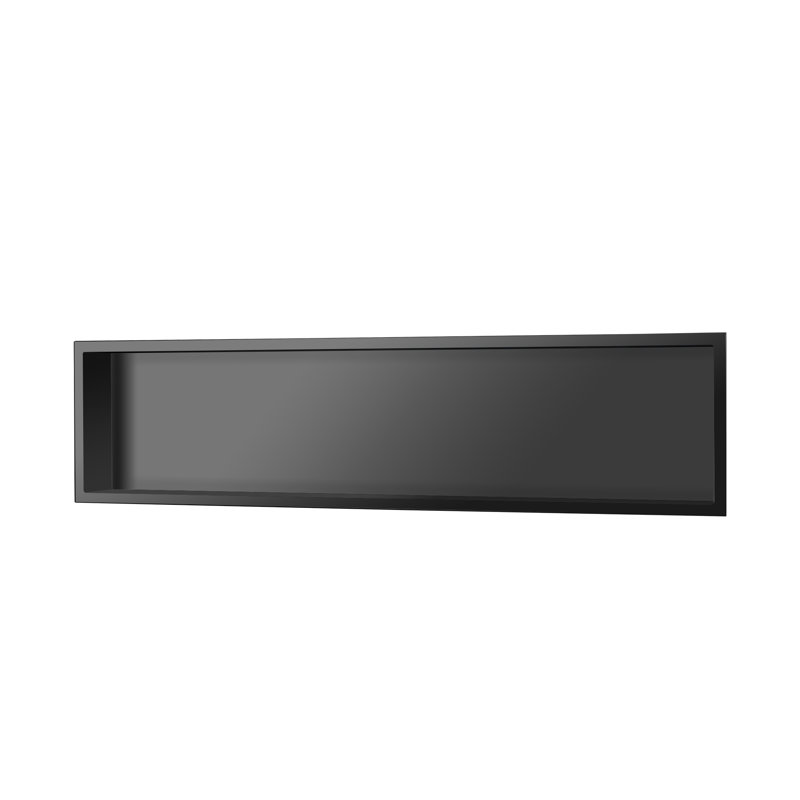 48"x12" Stainless Steel 18 Gauge Black Rectangular Recessed Shower Niche No Tile Needed